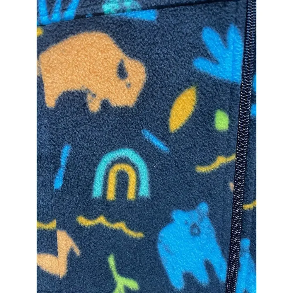 Columbia Youth Zip Up Fleece Jacket Size Large (14-16) Blue Bear Buffalo Symbols
